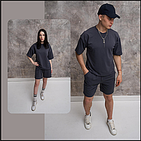 Летние шорты и футболка графит, спортивный костюм универсальный, мужские и женские спортивные костюмы XL Bar
