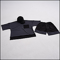 Спортивный костюм графит-черный, молодежные качественные брендовые спортивные костюмы парень/девушка XL Bar