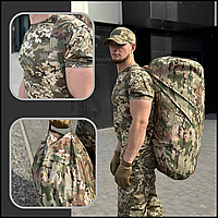 Армійський баул піксель мультикам 120 літрів тактичний зсу, рюкзак військовий, армійські спец сумки Bar