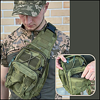 Мужская плечевая сумка олива нагрудная тканевая для военных, армейские тактические сумки и рюкзаки Bar