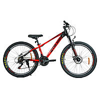 Велоcипед спортивный горный рост 135-155 см 26 дюймов с дисковыми тормозами CORSO GTR-3000 Красный глянец