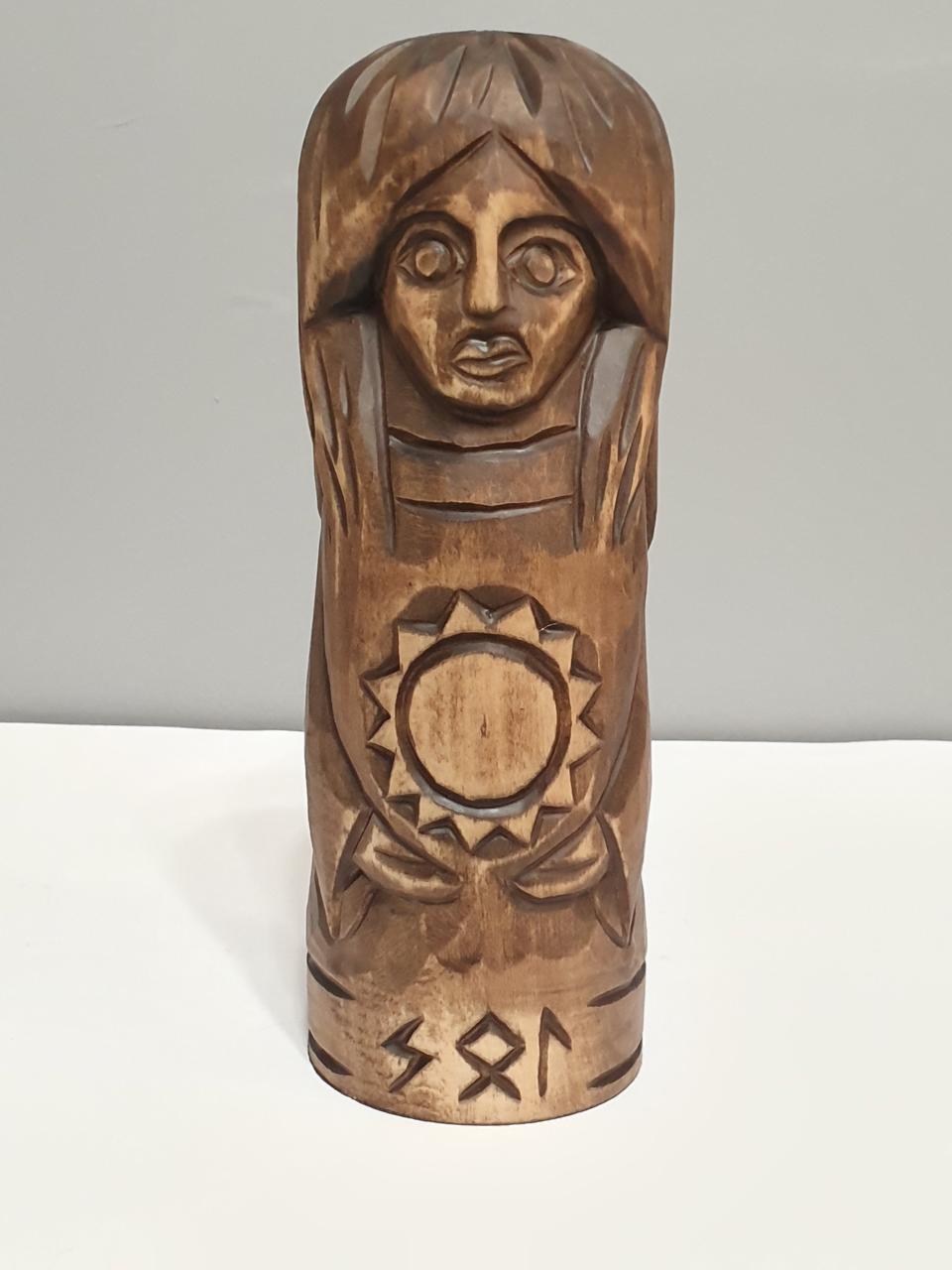 Статуетка Соль Сунна, скандинавська / німецька богиня вікінгів, дерево, ручна робота, фото 1