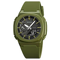 Фирменные спортивные часы SKMEI 2091AGBK, Военные мужские наручные часы зеленые, QX-739 армейские оригинал