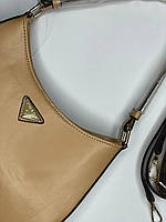Женская сумка-клатч Prada на плече бежевая люкс качество