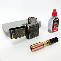 Зажигалка бензиновая в подарочной коробке N12, зажигалки подарки для мужчин, стильная зажигалка в подарок