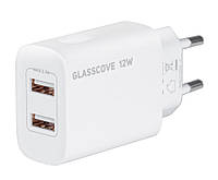 Сетевоe зарядное устройство Glasscove TC-012A 2.4A 12W 2xUSB White (3_00662) TR, код: 7811566