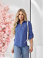 Рубашка / блуза / блузка арт. 828 синяя / синего цвета / джинс