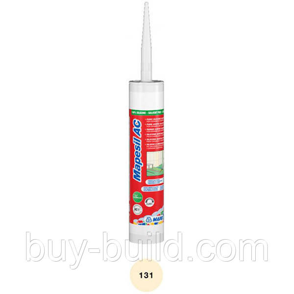 Герметик силіконовий Mapei санітарний Mapesil AC 131 ванільний 310 мл, фото 1