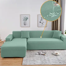 Універсальні чохли на кутові дивани без оборки жакард 3х+2х, чохол що знімається на кутовий диван стильний Мятний