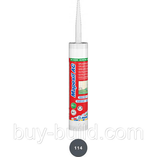 Герметик силіконовий Mapei санітарний Mapesil AC 114 антрацит 310 мл, фото 1