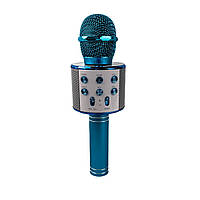 Динамический микрофон беспроводной HANDHELD KTV WS-858 для караоке Bluetooth голубой