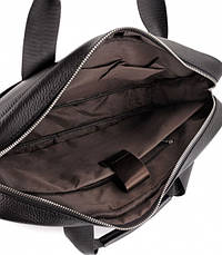 Чоловіча сумка для ноутбука та документів Tiding Bag з натуральної чорної шкіри з тильною кишенею, фото 4