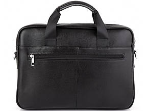 Чоловіча сумка для ноутбука та документів Tiding Bag з натуральної чорної шкіри з внутрішніми кишенями, фото 2