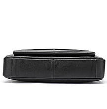 Чоловіча шкіряна сумка для ноутбука Tiding Bag чорного кольору з кишенею на клапані, фото 5