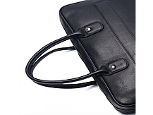 Шкіряна сумка-портфель Tiding Bag для ноутбука із зовнішньою кишенею під накиданим клапаном, фото 5