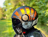 Мотошлем кастом, шлем на чоппер,боббер,круизер, мотошолом, шлем для мотоцикла
