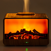 Аромадиффузор увлажнитель воздуха для дома портативный в виде камина с подсветкой Коричневый