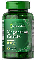 Микроэлемент Магний Puritan's Pride Magnesium Citrate 100 mg 100 Caps HR, код: 7619283