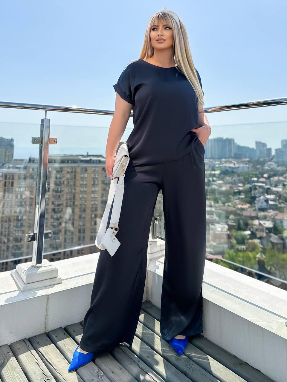 Костюм жіночий двійка із шовку великого розміру, фото 1