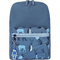 Маленький рюкзак Bagland Молодежный mini серый с изображением животных 8 л 740