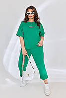 Костюм жіночий прогулянковий футболка і бріджи з двонитки (Батал), фото 4