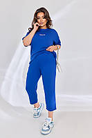 Костюм жіночий прогулянковий футболка і бріджи з двонитки (Батал), фото 2