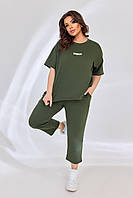 Костюм жіночий прогулянковий футболка і бріджи з двонитки (Батал), фото 7