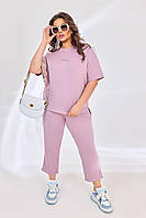 Костюм жіночий прогулянковий футболка і бріджи з двонитки (Батал), фото 2