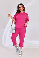 Костюм жіночий прогулянковий футболка і бріджи з двонитки (Батал), фото 8