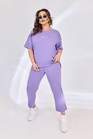 Костюм жіночий прогулянковий футболка і бріджи з двонитки (Батал), фото 10