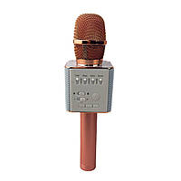 Микрофон динамический беспроводной Q9 для караоке Bluetooth в золотом кейсе с белым.