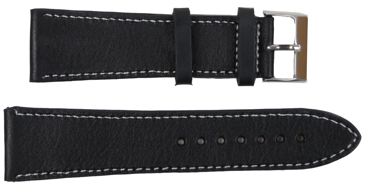 Широкий ремінець для годинника зі шкіри Mykhail Ikhtyar Ш26 мм чорний, фото 1
