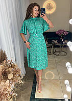 Нежное платье с разрезом на ноге зеленого цвета 27249 RS S