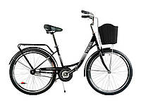 Женский городской велосипед с корзиной и багажником 26 дюймов рост 152-175 см Corso Travel Черный Вид 2