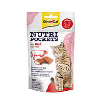 Лакомство для кошек GimCat Nutri Pockets Beef Malt, 60 г SK, код: 7303982