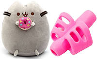 Мягкая игрушка ST Пушин кот с пончиком 23х25 см Серый и Насадка для коррекции письма (n-10025 MY, код: 7724630