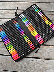 Набір 2-сторонніх маркерів Color Pencil 48 кольорів DW-48 в чохлі на замочку