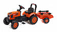 Дитячий трактор на педалях з причепом Falk 2065AB KUBOTA (колір - помаранчевий), фото 3