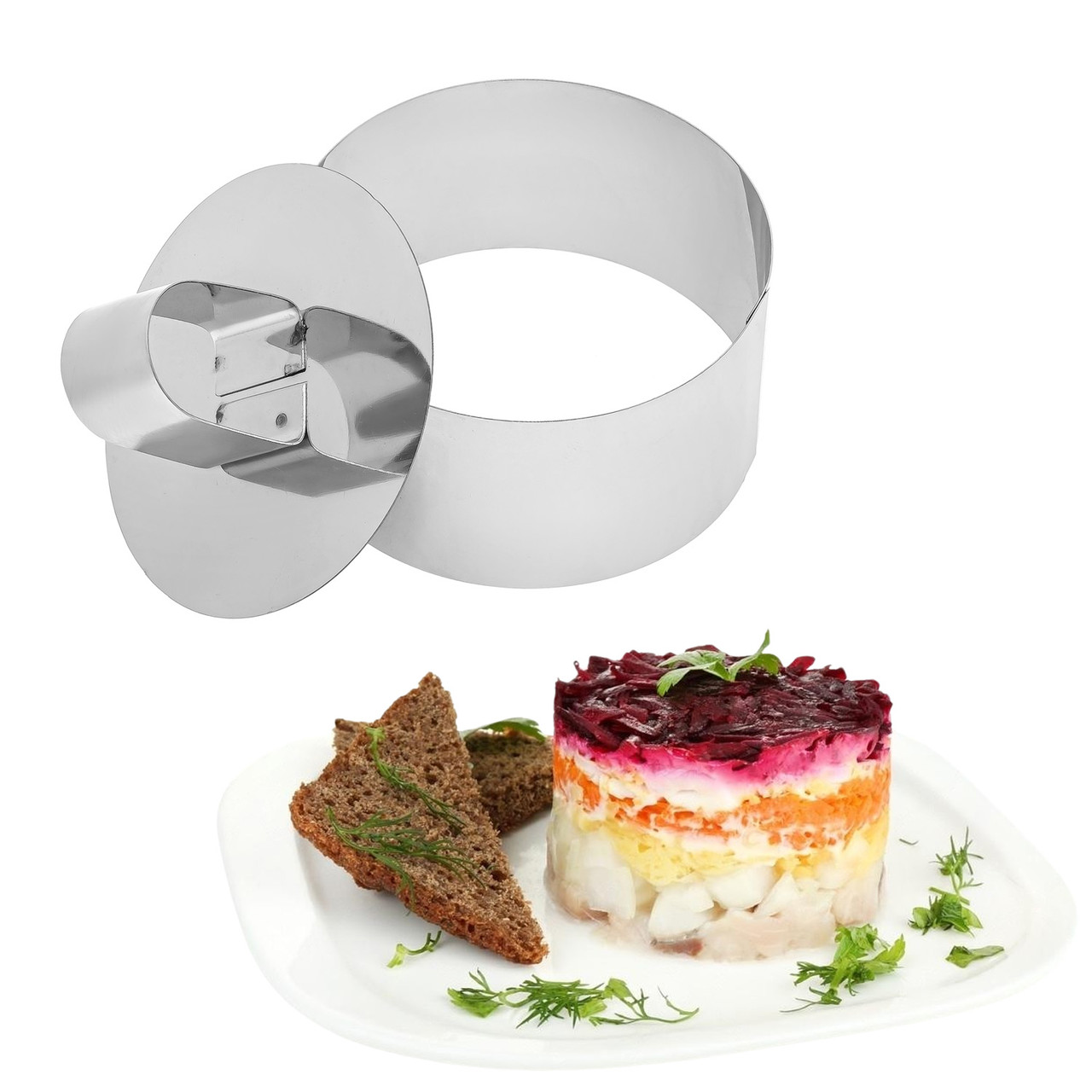 Кругла форма з виштовхувачем для викладки/вирубки салатів та гарніру з нержавіючої сталі Ø 8 H 4 см, фото 1