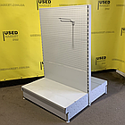 Двохсторонній світло сірий стелаж з перфорованими задніми стінками WIKO б/у, 1500х1000 в магазин, бу, фото 2