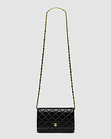 Женская сумка Chanel Classic Wallet on Chain Black/Gold (чёрная) модная сумочка для девушки KIS99365