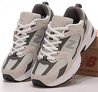 Женские New Balance 530 Beige Brown кроссовки Нью Баланс 530 бежевые с коричневым текстиль сетка замша