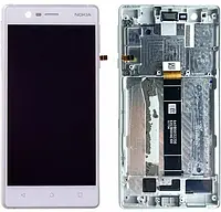 Дисплей для Nokia 3 Dual Sim (TA-1032/TA-1038) модуль (экран и сенсор) с рамкой, Белый
