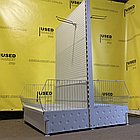 Двохсторонній світло сірий острівний стелаж з корзинами та перфорованими задніми стінками WIKO б/у, 1500х1000, фото 2