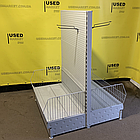 Двохсторонній світло сірий острівний стелаж з корзинами та перфорованими задніми стінками WIKO б/у, 1500х1000, фото 6