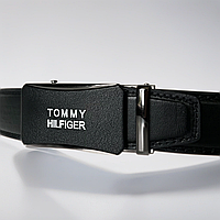 Классический ремень Tommy Hilfiger Томми Хилфигер автомат 120 см из искусственной кожи черный