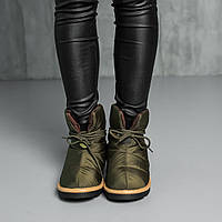 Ботинки дутики женские Fashion Jigsaw 3880 40 размер 25,5 см Оливковый высокое качество
