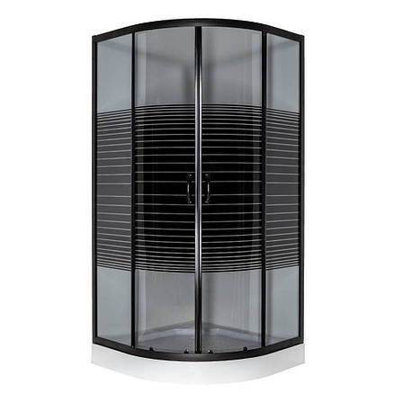 Душова кабіна 90*90*195 см з низьким піддоном VIVIA 091 Black s line JK New, фото 1