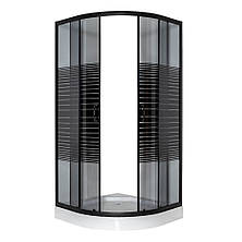 Душова кабіна 90*90*195 см з низьким піддоном VIVIA 091 Black s line JK New, фото 2
