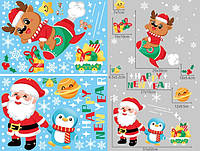 Набор новогодних наклеек на окно Happy New Year 7 13806 50х70 см 1 лист высокое качество